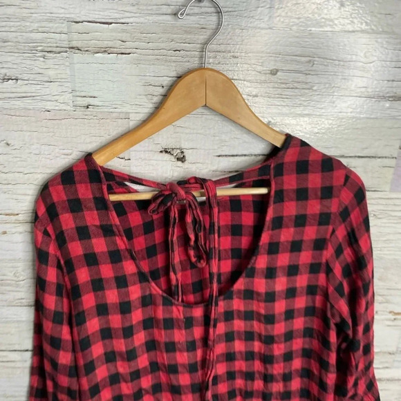 Cloth and stone black red plaid dress size  small - Picture 8 of 12